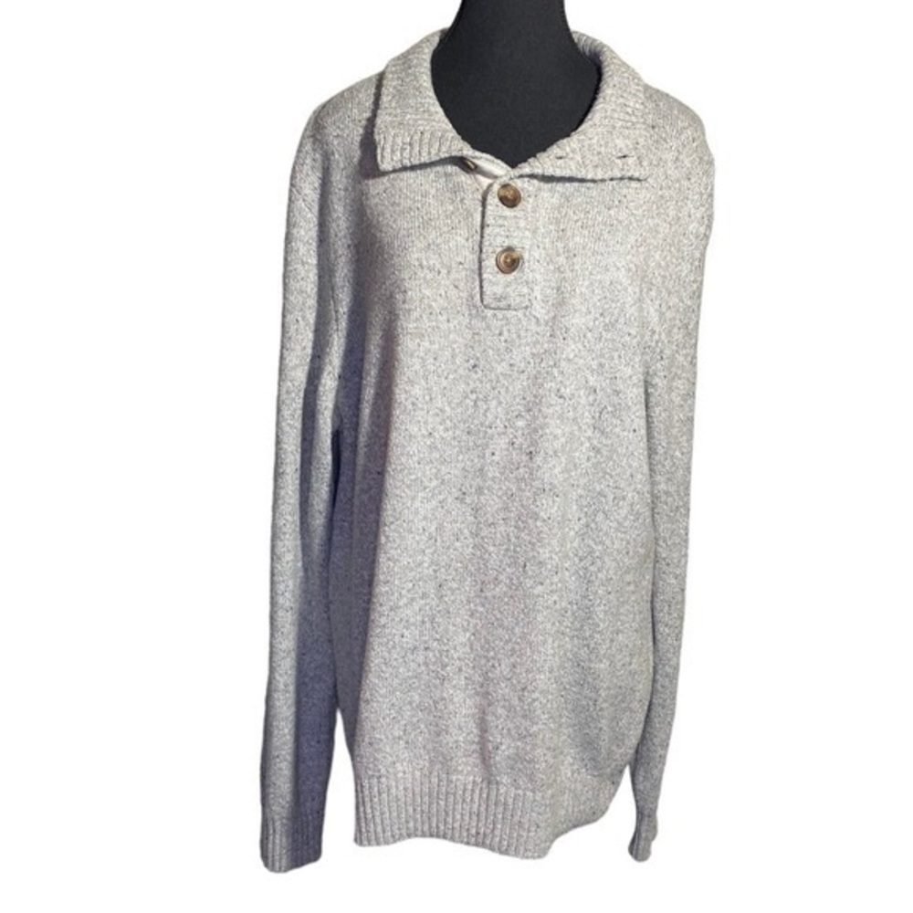 IZOD Light Grey Button Up Collar Sweater Men’s Size Large
